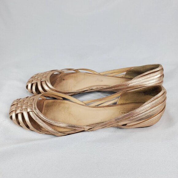 Coach Women's Lottie Rose Gold Metallic Woven Shoes Flats Slip On size 8 - Picture 3 of 10